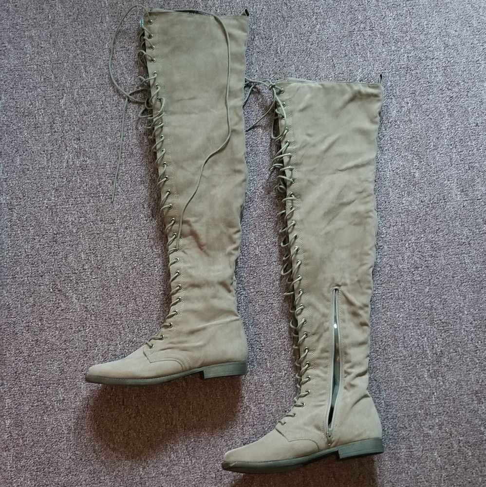 Thigh high combat boots